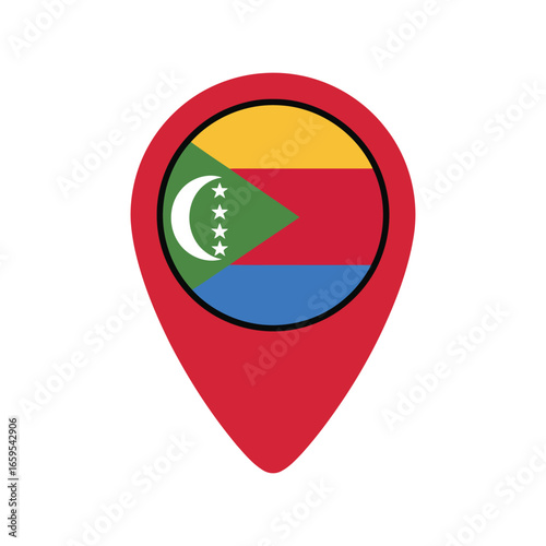 Free Download Comoros flag location pin icon representing geographical destination and travel vector - GFXLoad