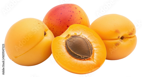 Photos Isolated Apricots Whole and Halved