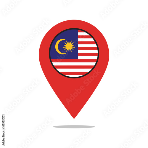 Free Download Malaysia flag location pin map marker indicating travel destination and national symbol vector - GFXLoad