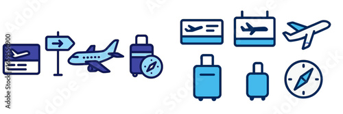 Airport Travel Icons Set, Minimalist flat design
