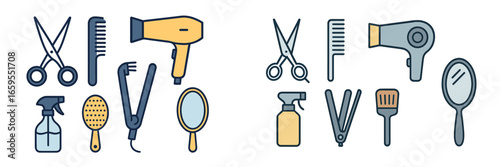 Hairdressing Tools Collection, Minimalist flat design