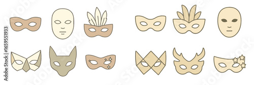 Decorative Masks and Face Coverings Collection, Minimalist flat