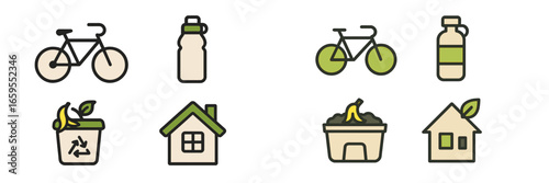 Sustainable living and eco-friendly lifestyle icons