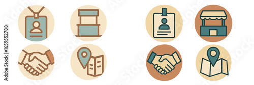 Business Icons for Identification and Trade, Minimalist flat design