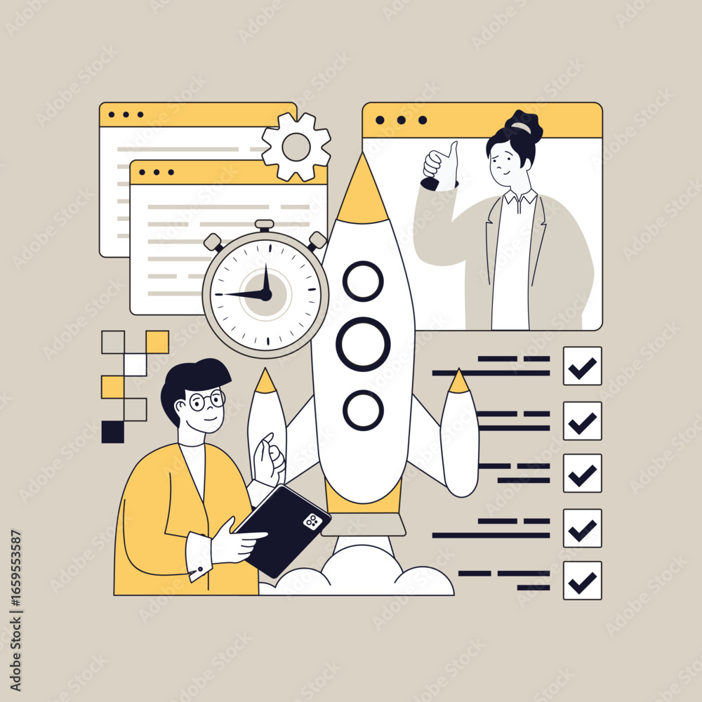 custom made wallpaper toronto digitalStartup concept for modern web design. People launching new business, planning project strategy, setting goals, developing company with entrepreneur aspirations and ambitions. Vector illustration.