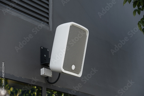Tableau sur toile Outdoor Speaker System installed at balcony wall backyard exterior music audio s