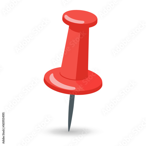 Vector illustration of a red push pin. Perfect for maps, locations, office supplies, presentations, and graphic design projects. Clean and modern style.