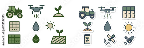 Smart Farming Technology Icons, Minimalist flat design