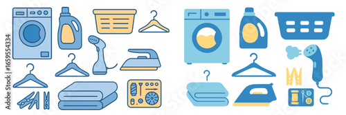 Laundry and Ironing Supplies, Minimalist flat design