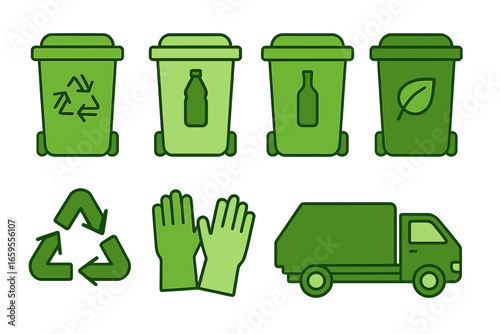 Waste management icons for recycling and environmental care