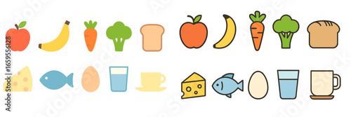 Colorful vector illustration of food and drinks