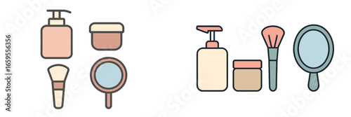 Cosmetic products in vector illustration style for beauty enthusiasts