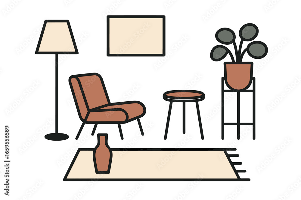 Fototapeta premium Modern living room design with furniture and decor