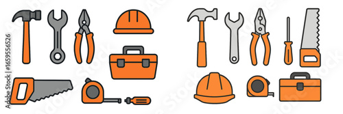 Tools collection for construction and repair in vector style