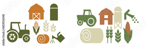 This vector illustration showcases essential farming elements
