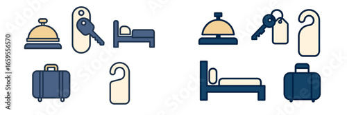 Vector illustrations of hotel services and amenities