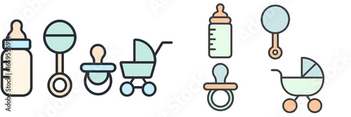 Simple vector illustration of baby items for nursery design