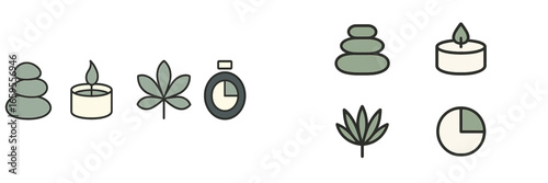 Elements of relaxation and wellness in vector illustration style