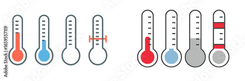 Vector art of thermometers with different temperature readings