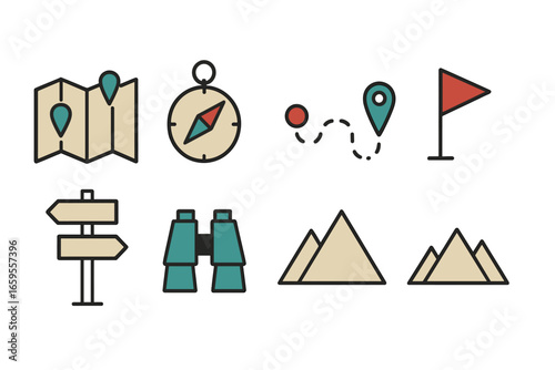 Travel icons collection for adventure planning and exploration