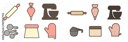 Kitchen baking tools illustrated in a vector style for culinary use