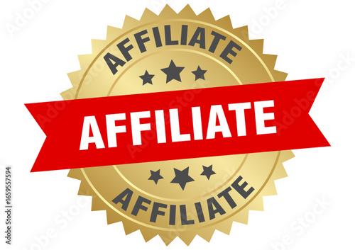 affiliate. affiliate round red and gold label isolated on transparent background