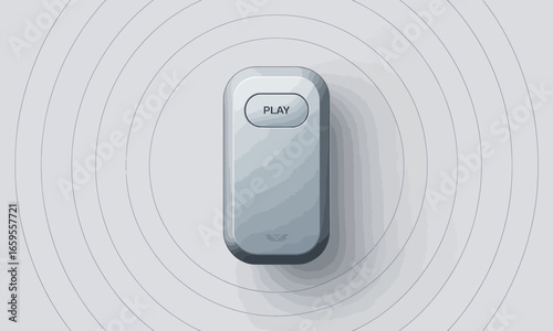 Isolated play button illustration with concentric circles radiating outward in a minimalist design, creating a sense of technology and modern interface