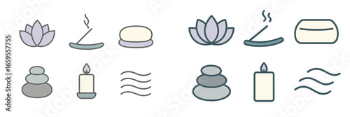 Symbols of relaxation and tranquility in minimalist vector art