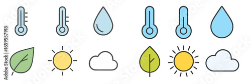 Simple vector illustration of climate elements and weather icons