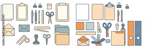 Office supplies collection illustrated in vector style
