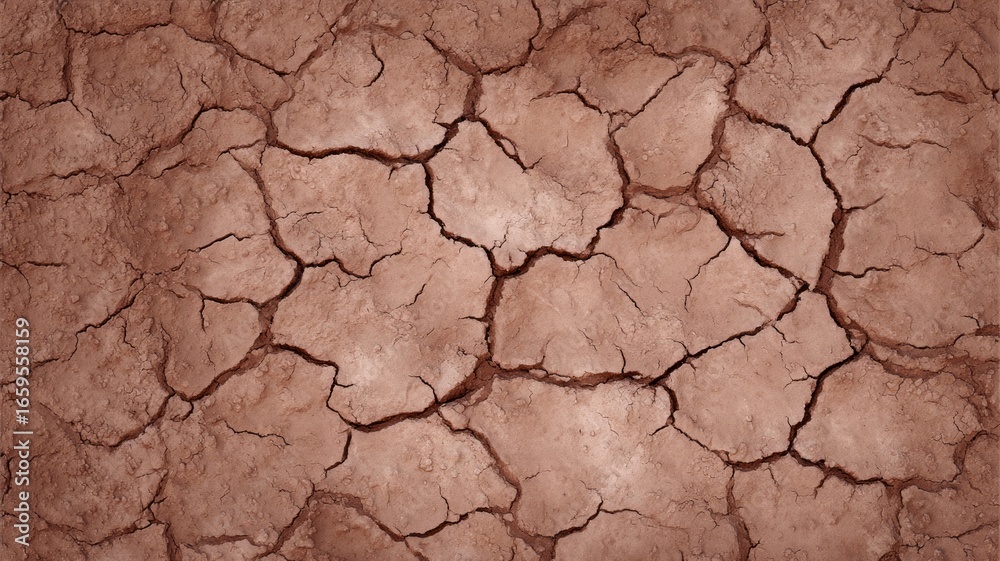 Fototapeta premium Cracked earth with rich brown textures. Artificial intelligence image
