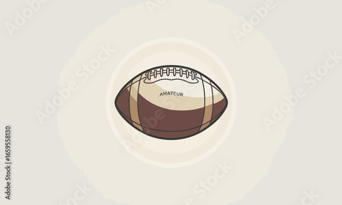 Stylized football illustration featuring a brown and beige color scheme with the word amateur depicted in a vector art style, ideal for sports-themed designs