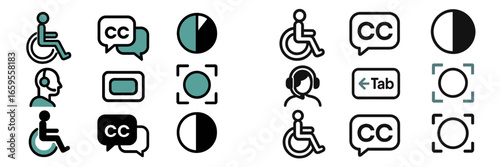 Accessibility icons for assistive technology and communication tools