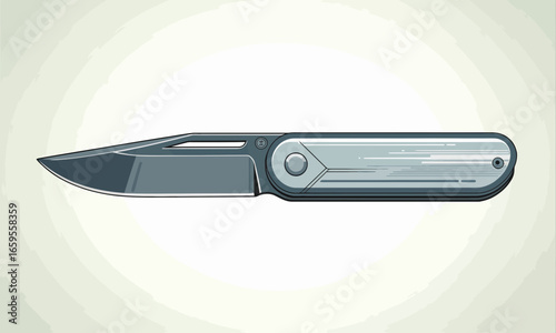 Vector illustration of a modern folding knife with a gray blade and handle design, showcasing sleek lines and a minimalist aesthetic for everyday carry