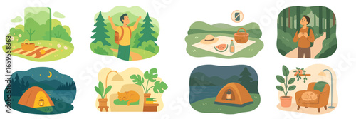 Exploring nature and camping adventures in tranquil settings