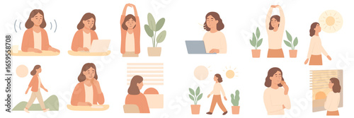Wellness routine and activities for self-care in daily life