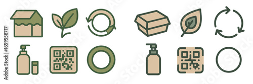 Vector icons representing sustainability and eco-friendly practices
