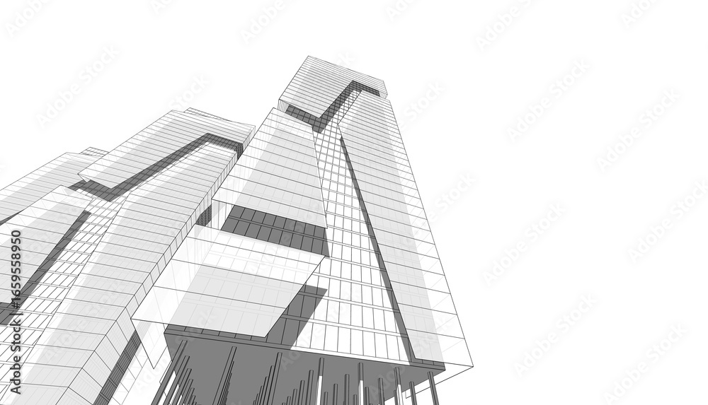Fototapeta premium Architectural building 3d illustration 3d rendering