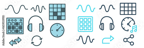 Vector icons of sound and music for creative projects