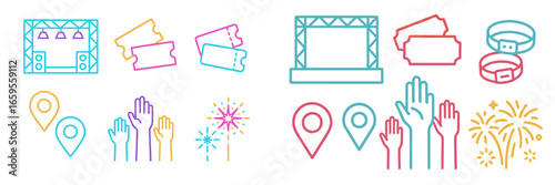 Vector art of celebration with tickets and fireworks