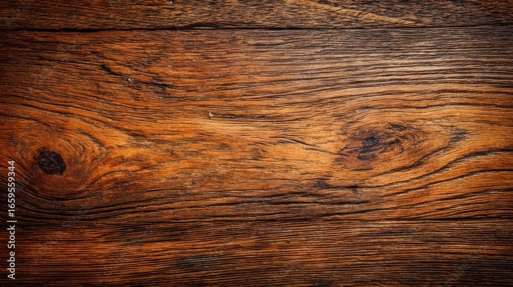 Naklejka premium Rich brown wood texture with natural grain patterns. Artificial intelligence image
