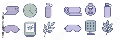Wellness and relaxation vector elements for stress relief