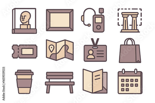 Art and travel essentials illustrated in a modern vector style