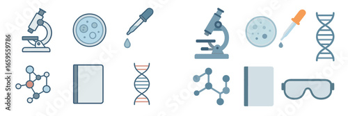 Vector illustration of laboratory equipment and biological elements