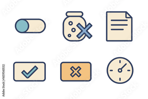 Vector icons for approval and disapproval symbols
