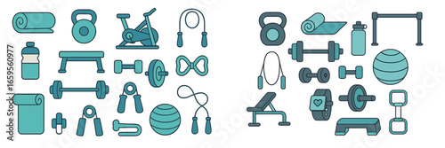Fitness equipment collection for home workouts and gym training