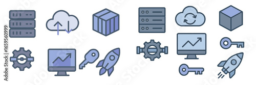 Icons for cloud computing and data management tech