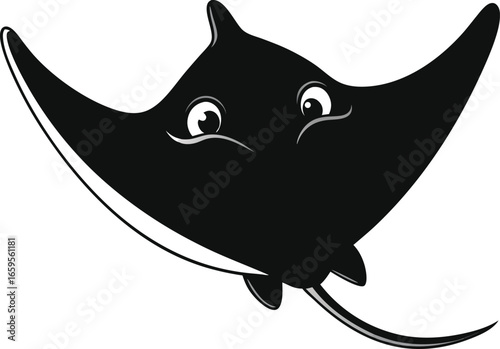 Bild auf Leinwand Vector black manta ray icon