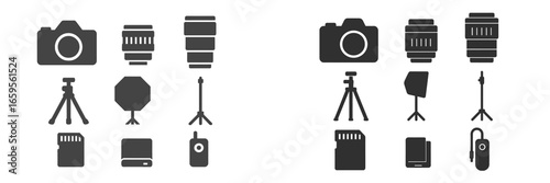 Illustration of camera equipment and accessories for photographers