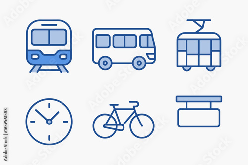 Public transportation icons showcasing various travel options